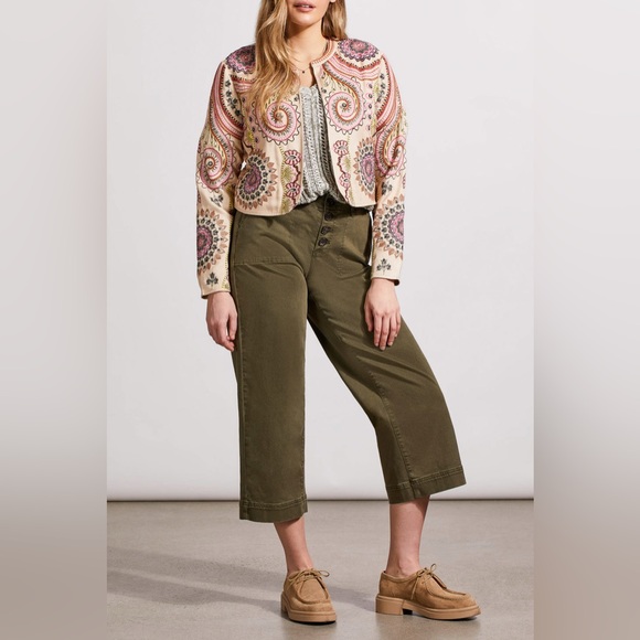 Tribal Embroidered Cropped Hem Jacket